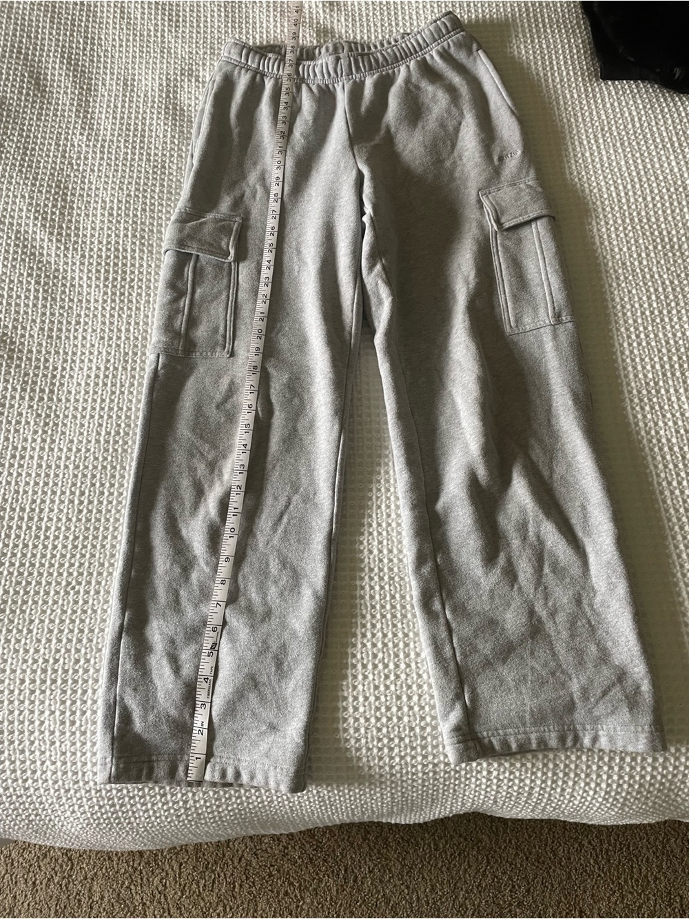 Aritzia Light Gray Cozy Sweatfleece cargo Embroidered Logo Sweatpant
